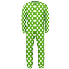 Pastel Green Lemon, White Polka Dots Pattern, Classic, Retro Style Onepiece Jumpsuit (men)  by Casemiro