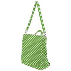 Pastel Green Lemon, White Polka Dots Pattern, Classic, Retro Style Crossbody Backpack by Casemiro