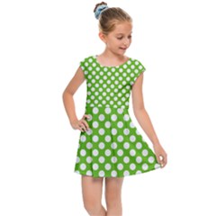 Pastel Green Lemon, White Polka Dots Pattern, Classic, Retro Style Kids  Cap Sleeve Dress by Casemiro