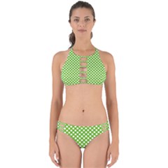 Pastel Green Lemon, White Polka Dots Pattern, Classic, Retro Style Perfectly Cut Out Bikini Set by Casemiro