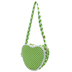 Pastel Green Lemon, White Polka Dots Pattern, Classic, Retro Style Heart Shoulder Bag