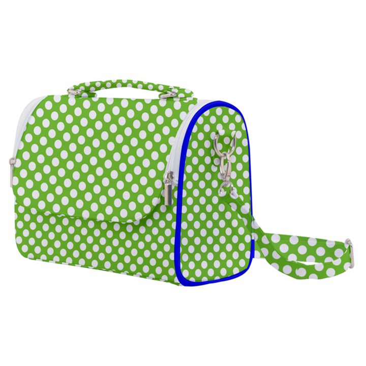 Pastel green lemon, white polka dots pattern, classic, retro style Satchel Shoulder Bag