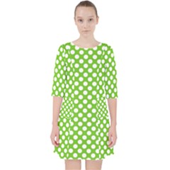 Pastel Green Lemon, White Polka Dots Pattern, Classic, Retro Style Pocket Dress by Casemiro