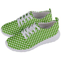 Pastel Green Lemon, White Polka Dots Pattern, Classic, Retro Style Men s Lightweight Sports Shoes by Casemiro