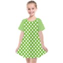 Pastel green lemon, white polka dots pattern, classic, retro style Kids  Smock Dress View1