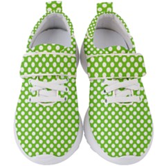 Pastel Green Lemon, White Polka Dots Pattern, Classic, Retro Style Kids  Velcro Strap Shoes by Casemiro