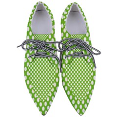 Pastel Green Lemon, White Polka Dots Pattern, Classic, Retro Style Pointed Oxford Shoes by Casemiro