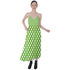 Pastel Green Lemon, White Polka Dots Pattern, Classic, Retro Style Tie Back Maxi Dress by Casemiro