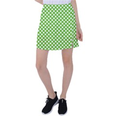 Pastel Green Lemon, White Polka Dots Pattern, Classic, Retro Style Tennis Skirt