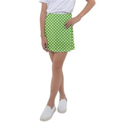 Pastel Green Lemon, White Polka Dots Pattern, Classic, Retro Style Kids  Tennis Skirt