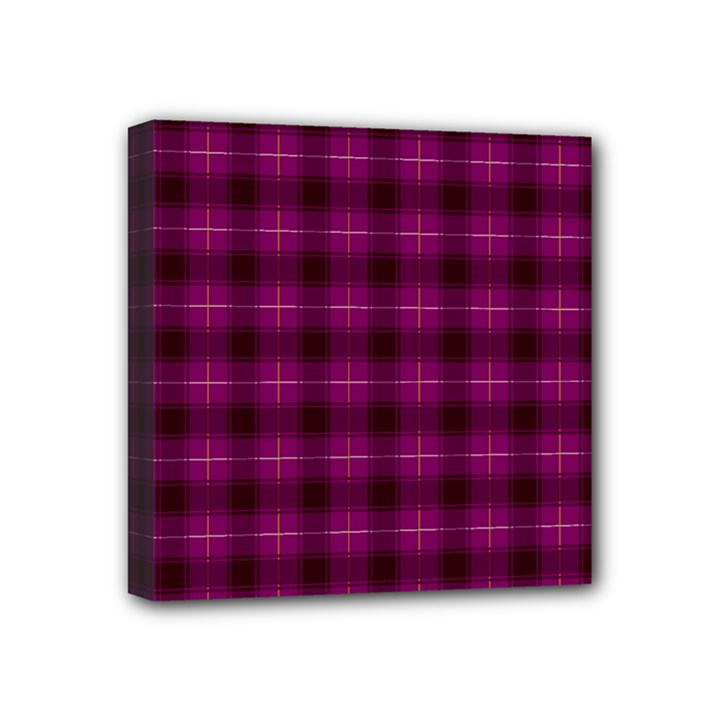 Dark purple, violet tartan, buffalo plaid like pattern Mini Canvas 4  x 4  (Stretched)