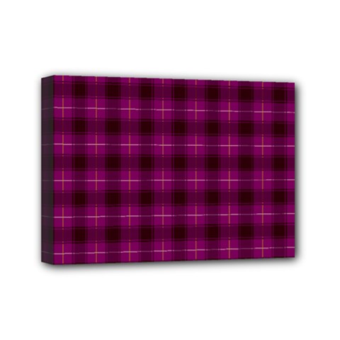 Dark Purple, Violet Tartan, Buffalo Plaid Like Pattern Mini Canvas 7  X 5  (stretched) by Casemiro