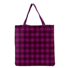 Dark Purple, Violet Tartan, Buffalo Plaid Like Pattern Grocery Tote Bag by Casemiro