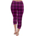 Dark purple, violet tartan, buffalo plaid like pattern Capri Winter Leggings  View4