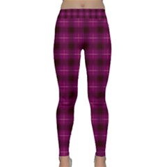 Dark Purple, Violet Tartan, Buffalo Plaid Like Pattern Classic Yoga Leggings by Casemiro