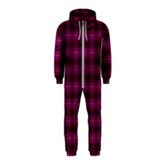 Dark Purple, Violet Tartan, Buffalo Plaid Like Pattern Hooded Jumpsuit (kids) by Casemiro