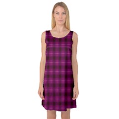 Dark Purple, Violet Tartan, Buffalo Plaid Like Pattern Sleeveless Satin Nightdress by Casemiro