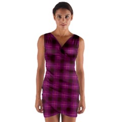 Dark Purple, Violet Tartan, Buffalo Plaid Like Pattern Wrap Front Bodycon Dress by Casemiro