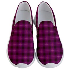 Dark Purple, Violet Tartan, Buffalo Plaid Like Pattern Men s Lightweight Slip Ons by Casemiro