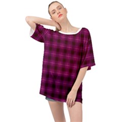 Dark Purple, Violet Tartan, Buffalo Plaid Like Pattern Oversized Chiffon Top by Casemiro