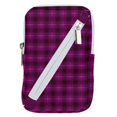 Dark Purple, Violet Tartan, Buffalo Plaid Like Pattern Belt Pouch Bag (large) by Casemiro