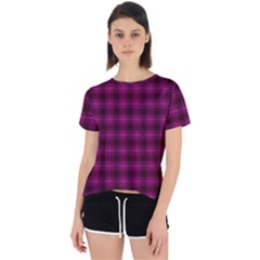 Dark Purple, Violet Tartan, Buffalo Plaid Like Pattern Open Back Sport Tee