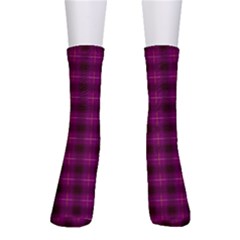 Dark Purple, Violet Tartan, Buffalo Plaid Like Pattern Men s Crew Socks