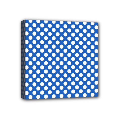 Pastel Blue, White Polka Dots Pattern, Retro, Classic Dotted Theme Mini Canvas 4  X 4  (stretched) by Casemiro