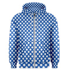 Pastel Blue, White Polka Dots Pattern, Retro, Classic Dotted Theme Men s Zipper Hoodie by Casemiro