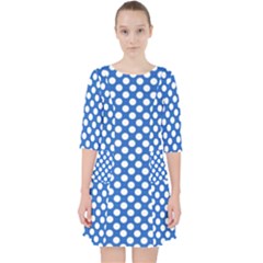 Pastel Blue, White Polka Dots Pattern, Retro, Classic Dotted Theme Pocket Dress by Casemiro