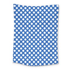 Pastel Blue, White Polka Dots Pattern, Retro, Classic Dotted Theme Medium Tapestry by Casemiro