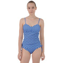 Pastel Blue, White Polka Dots Pattern, Retro, Classic Dotted Theme Sweetheart Tankini Set by Casemiro