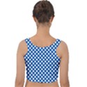 Pastel Blue, white polka dots pattern, retro, classic dotted theme Velvet Crop Top View2