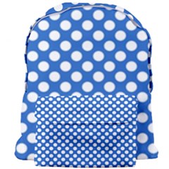 Pastel Blue, White Polka Dots Pattern, Retro, Classic Dotted Theme Giant Full Print Backpack by Casemiro