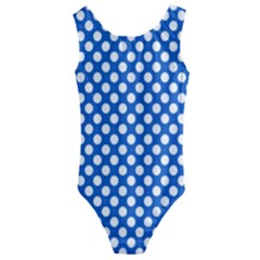 Pastel Blue, White Polka Dots Pattern, Retro, Classic Dotted Theme Kids  Cut-out Back One Piece Swimsuit by Casemiro