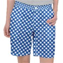 Pastel Blue, white polka dots pattern, retro, classic dotted theme Pocket Shorts View1