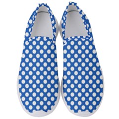 Pastel Blue, White Polka Dots Pattern, Retro, Classic Dotted Theme Men s Slip On Sneakers by Casemiro