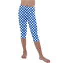 Pastel Blue, white polka dots pattern, retro, classic dotted theme Kids  Lightweight Velour Capri Leggings  View1