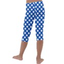 Pastel Blue, white polka dots pattern, retro, classic dotted theme Kids  Lightweight Velour Capri Leggings  View4