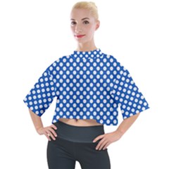 Pastel Blue, White Polka Dots Pattern, Retro, Classic Dotted Theme Mock Neck Tee by Casemiro