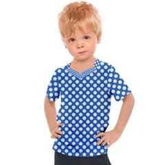 Pastel Blue, White Polka Dots Pattern, Retro, Classic Dotted Theme Kids  Sports Tee