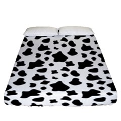 Black And White Cow Spots Pattern, Animal Fur Print, Vector Fitted Sheet (queen Size) by Casemiro