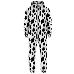 Black And White Cow Spots Pattern, Animal Fur Print, Vector Hooded Jumpsuit (men)  by Casemiro