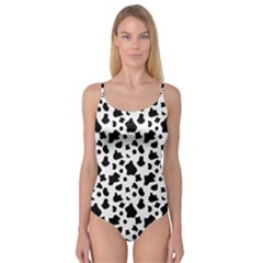 Black And White Cow Spots Pattern, Animal Fur Print, Vector Camisole Leotard  by Casemiro