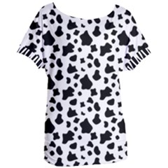 Black And White Cow Spots Pattern, Animal Fur Print, Vector Women s Oversized Tee by Casemiro