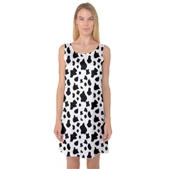 Black And White Cow Spots Pattern, Animal Fur Print, Vector Sleeveless Satin Nightdress by Casemiro