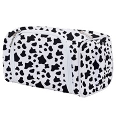 Black And White Cow Spots Pattern, Animal Fur Print, Vector Toiletries Pouch by Casemiro