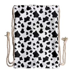 Black And White Cow Spots Pattern, Animal Fur Print, Vector Drawstring Bag (large) by Casemiro