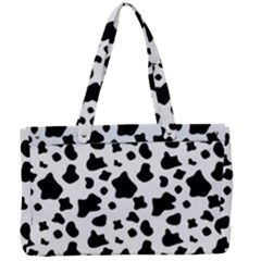 Black And White Cow Spots Pattern, Animal Fur Print, Vector Canvas Work Bag by Casemiro