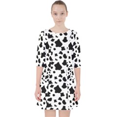 Black And White Cow Spots Pattern, Animal Fur Print, Vector Pocket Dress by Casemiro